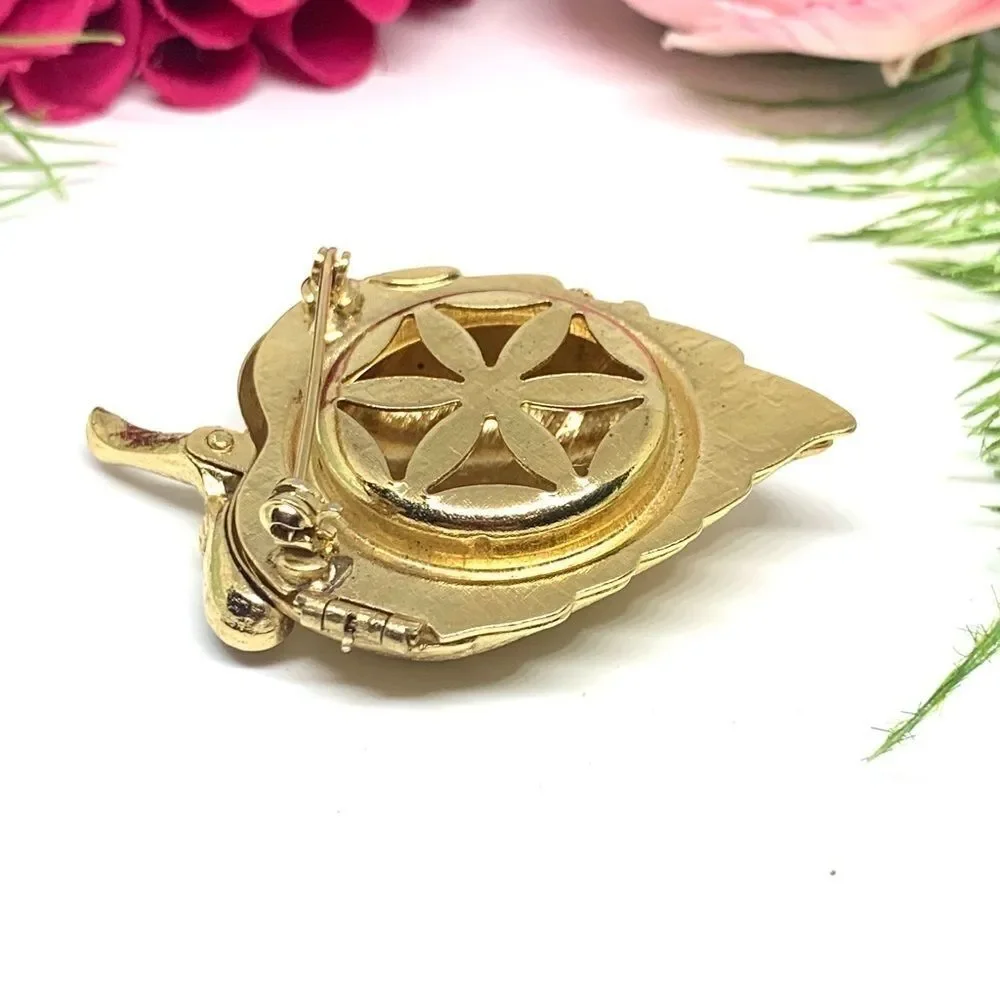 VINTAGE⚜️AVON Locket Keepsake Leaf Brooch